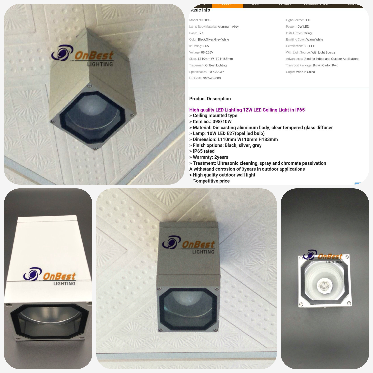 10w E27 led ceiling light IP65 kcl-098 6