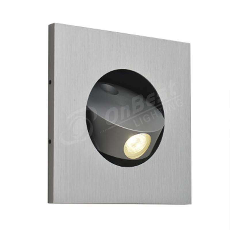 Invisible Grey Square Shaped Recessed LED Light with Horizontally Ribbed Aluminum Housing,led,led Lamp,led Stair Light,Supplied Led Step Light in OnBest Lighting