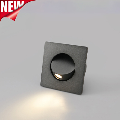 Invisible Grey Square Shaped Recessed LED Light with Horizontally Ribbed Aluminum Housing,led,led Lamp,led Stair Light,Supplied Led Step Light in OnBest Lighting