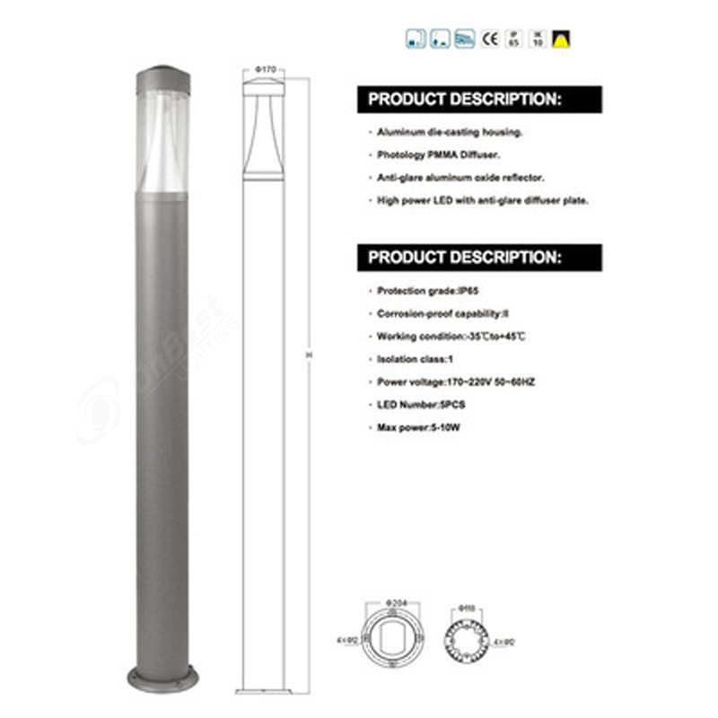 Attractive 10w LED Outdoor Bollard Light,LED Bollard Lighting,Pathway Bollard Light,Supplied Outdoor Light in Chinese Manufacturer OnBest Lighting