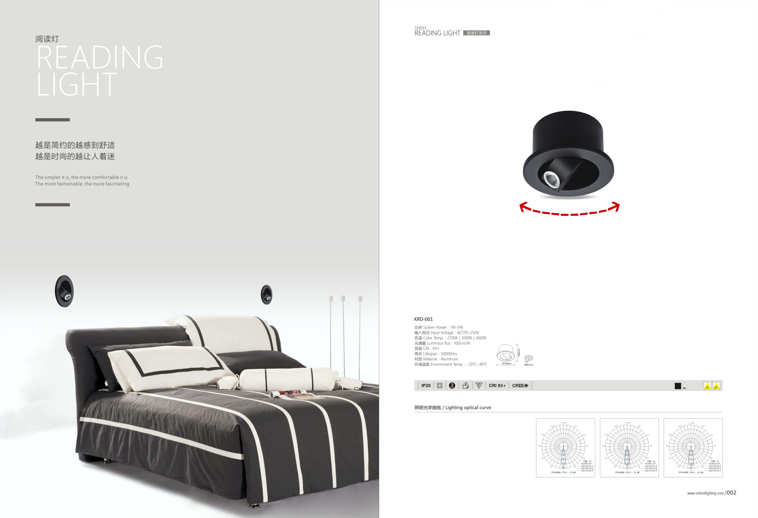 gimbal led reading light 3w cree led smart led-1