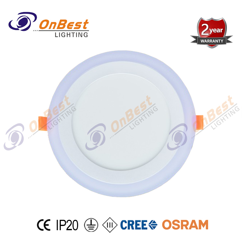Double color 3+3w Aluminum ultra-thin embedded installation led panel light,recessed round panel lights,ceiling lamp,Led Light,Supplied Led panel light in OnBest Lighting