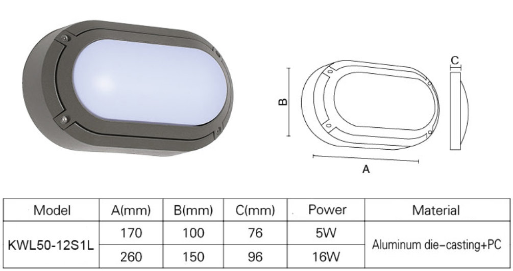18w led bulkhead light kcl50-12L