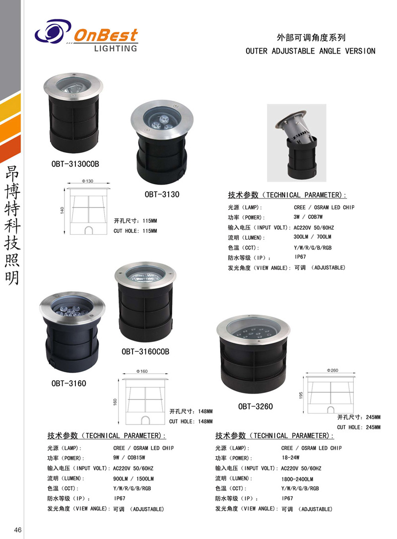 onbest adjustable led inground uplight family