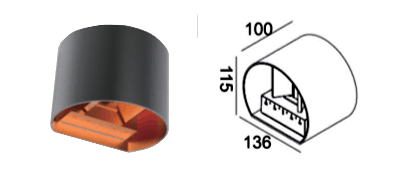 2x3w led wall ight black color kwl-2163 14