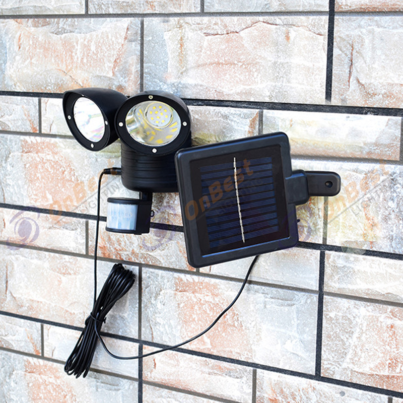 Solar garden light body sensor double head spotlight double head outdoor wall light-24