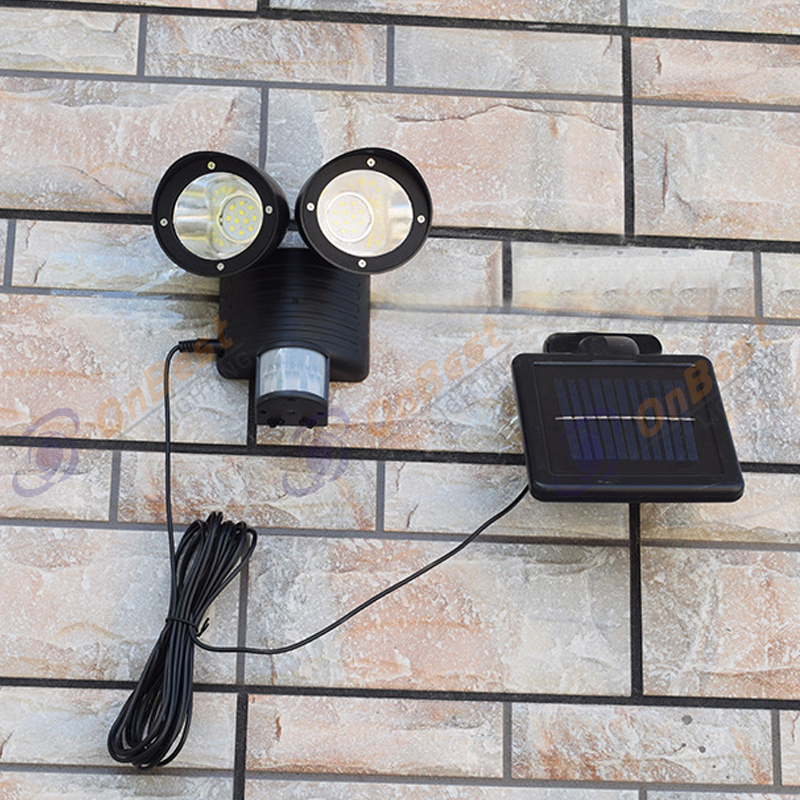 Solar garden light body sensor double head spotlight double head outdoor wall light-25
