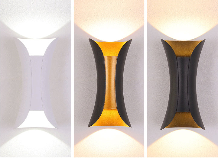 12w led up down light kwl-2012 white gold black led wall lamp