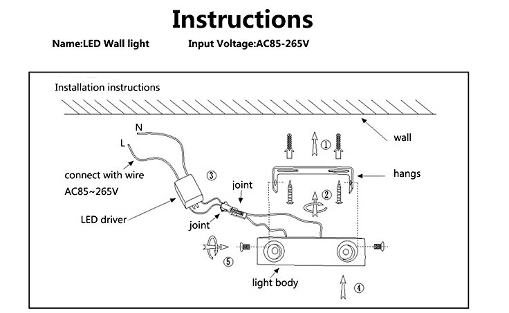 4w cob led wall light installation guide