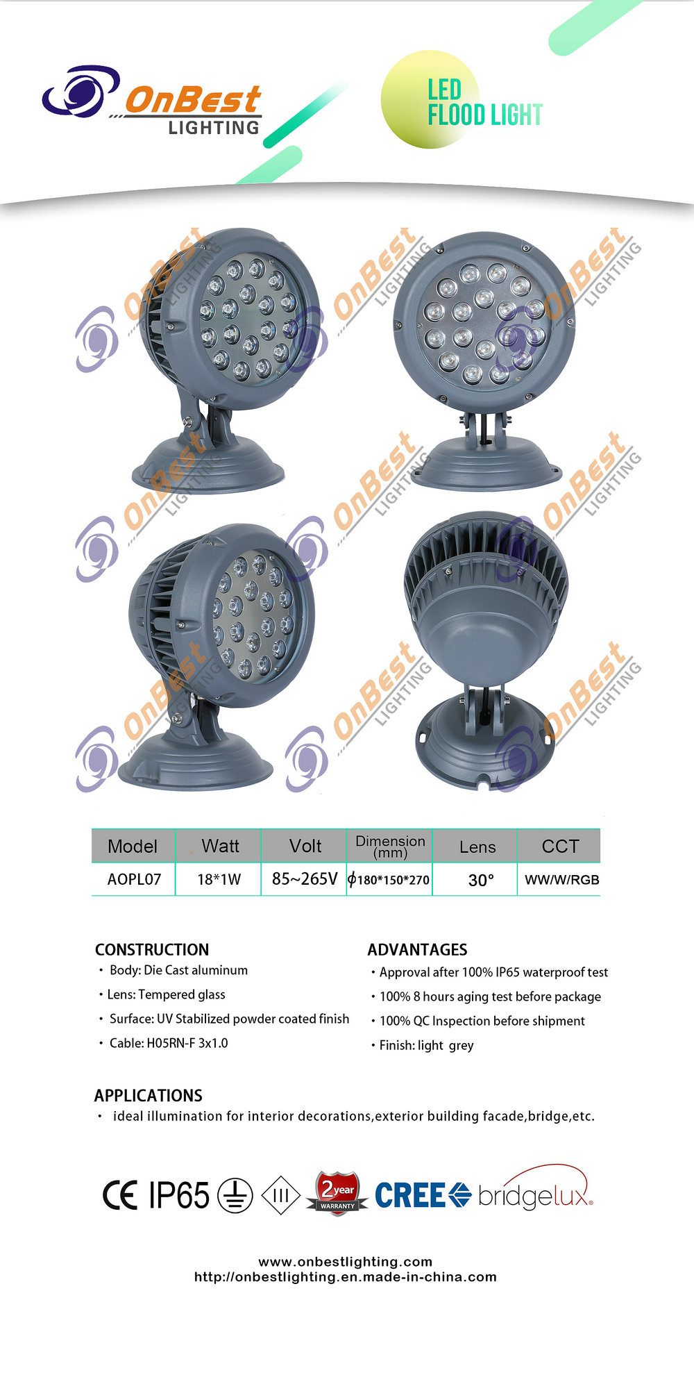 18w led flood light led garden light AOPL07