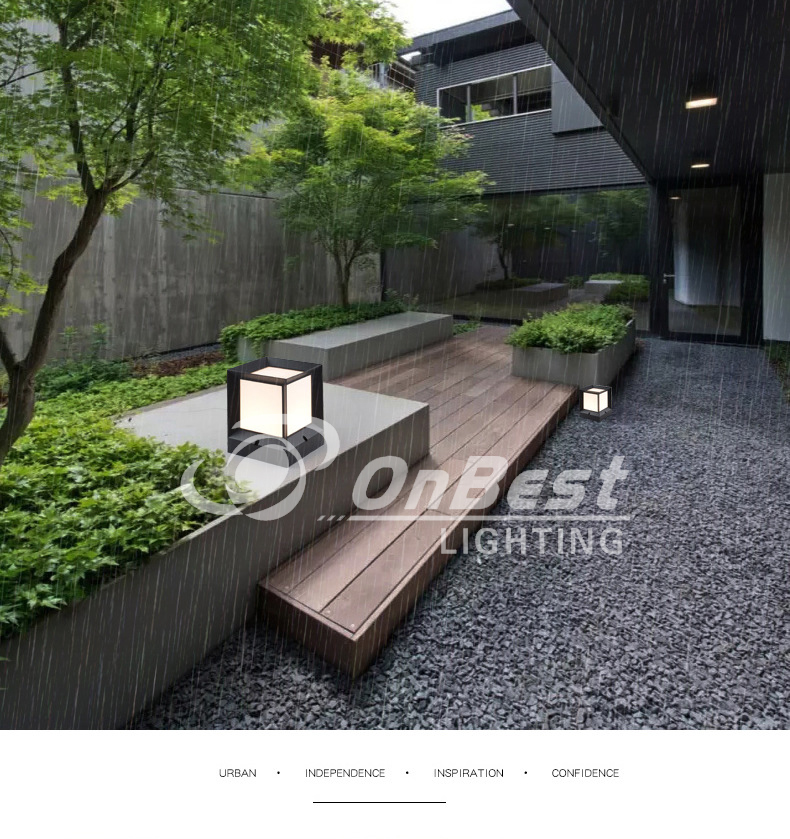 Outdoor LED waterproof thick aluminum solar pillar headlights-30