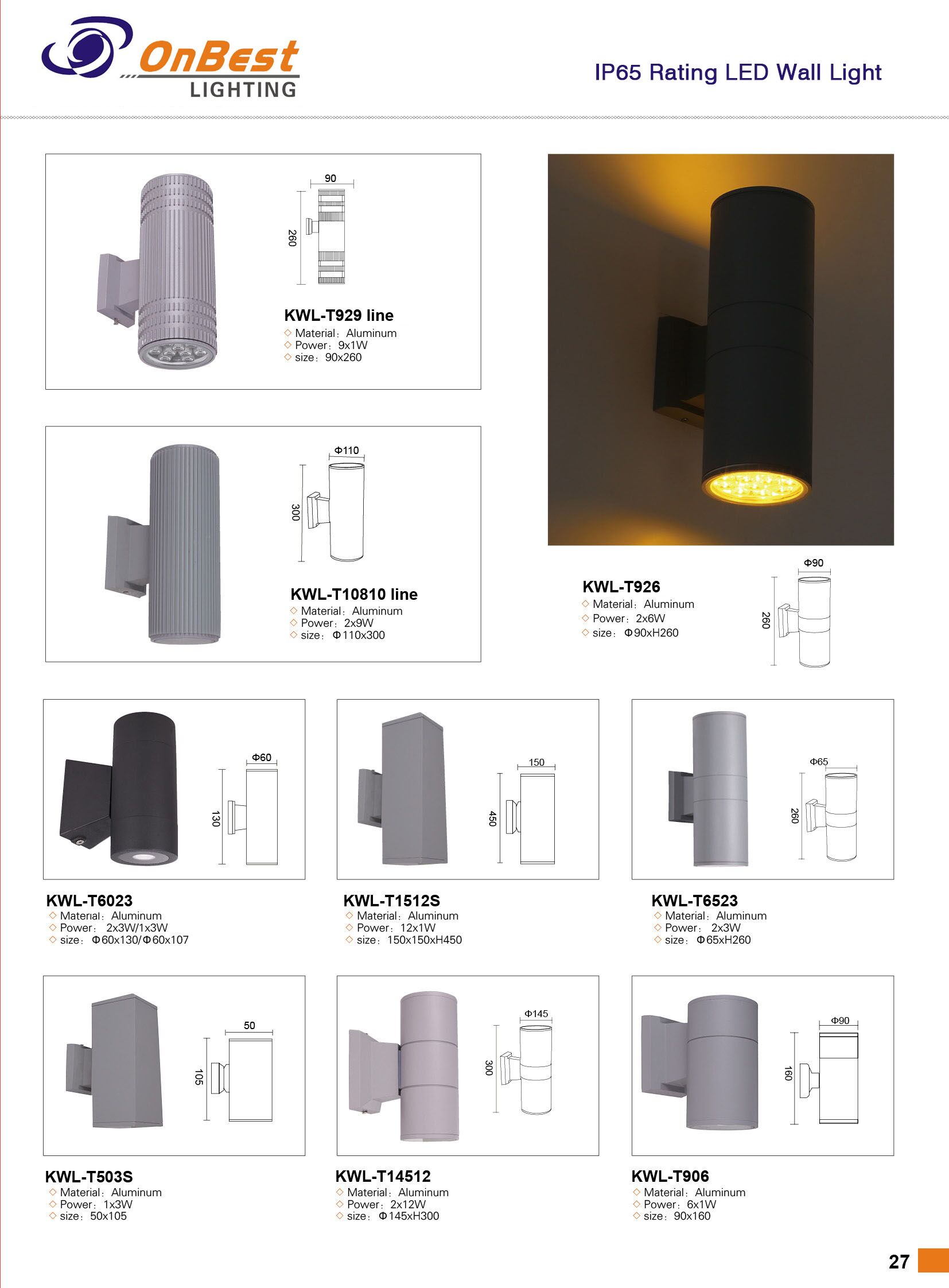 up down led wall light made in onbestlighting